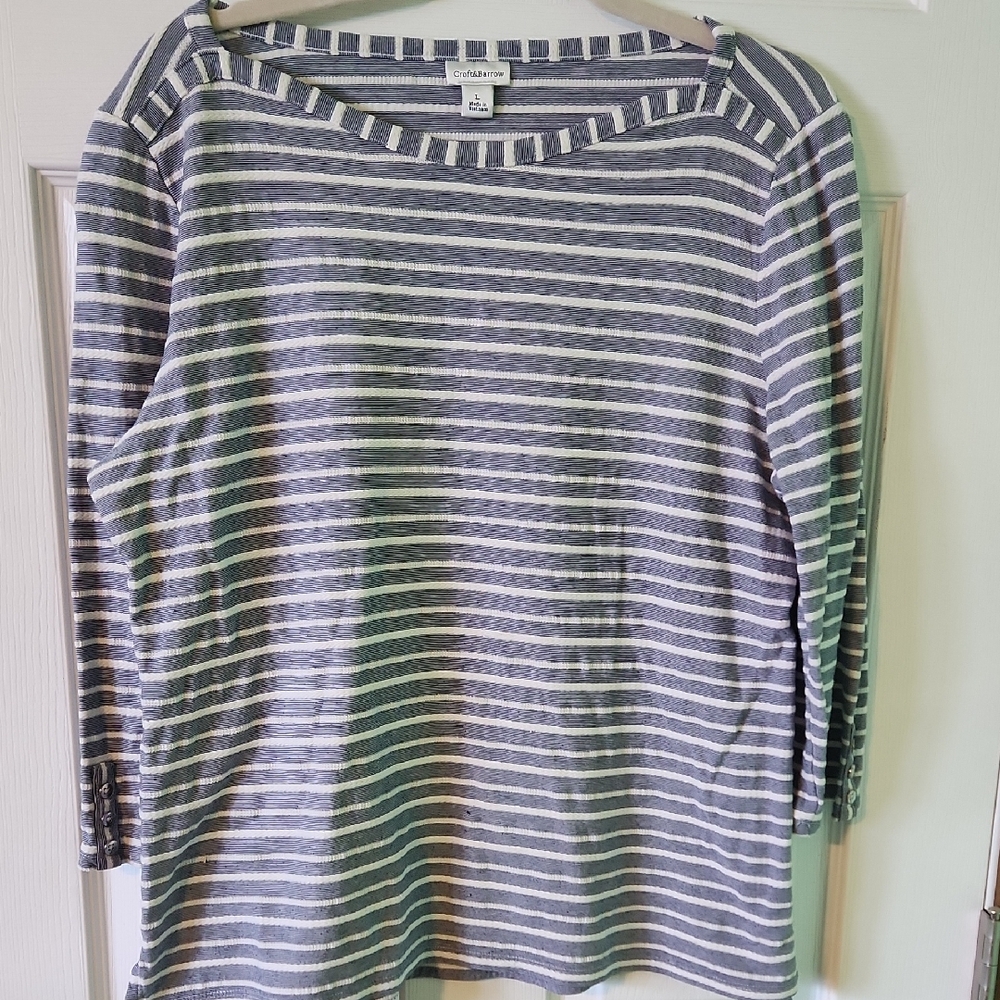 Croft & Barrow Blue and White Striped Top- Lowest Price
